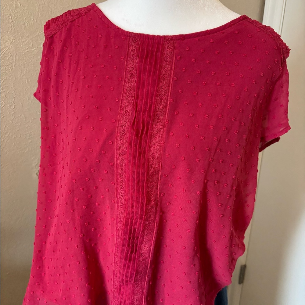 Vibrant Rose Textured Women's Blouse XXL